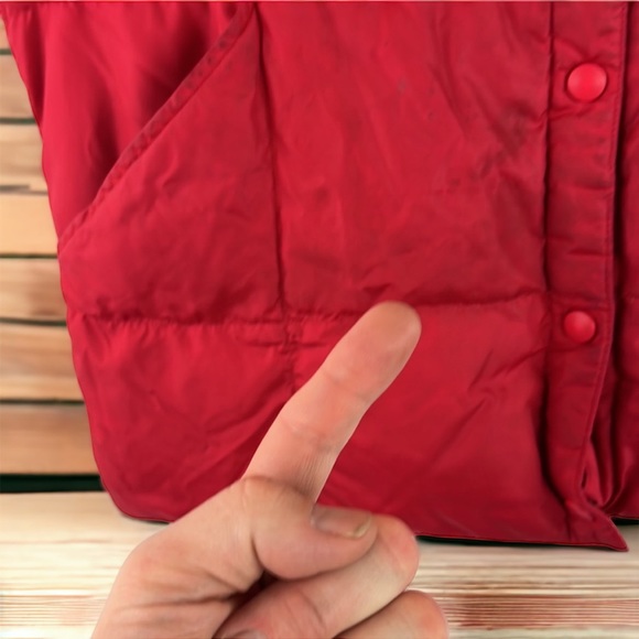 Lands End Red Down Fill Snap-Up Puffer Vest Jacket - Size Medium - Picture 5 of 9